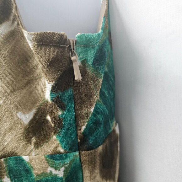 Axcess Liz Claiborne Brown Green Floral Dress Sleeveless Boho Retro M - Picture 6 of 13
